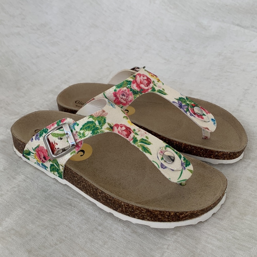 Giulia Palai Floral Glitter Sparkly Thong Sandals